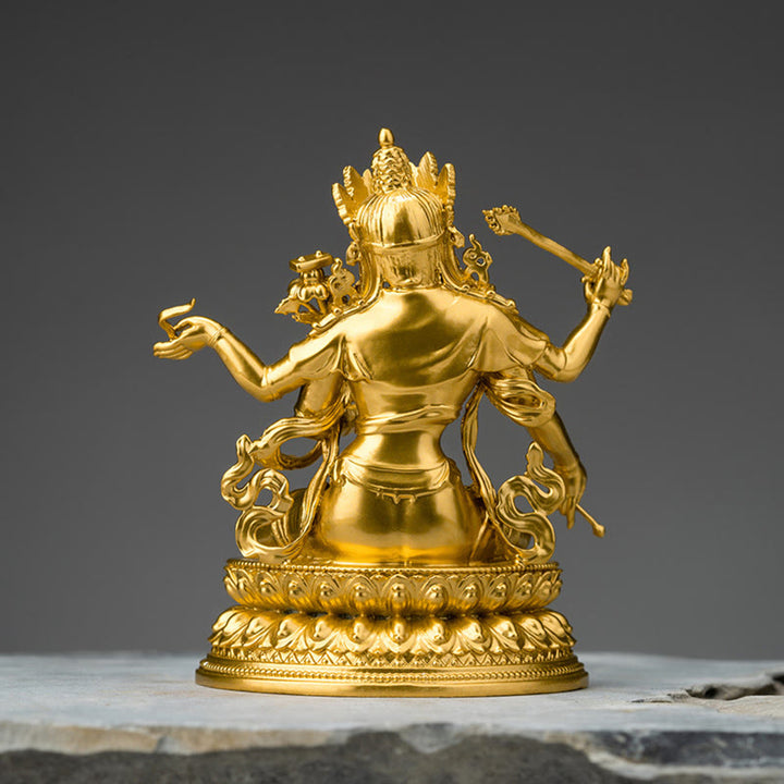 Estatuilla de oro Manjusri Bodhisattva de cuatro brazos, estatua de cobre de serenidad y compasión, decoración del hogar - image 3