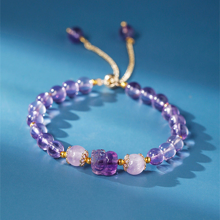 Pulsera curativa PiXiu con Buddha Stones , aguamarina, fresa, cuarzo, amatista, piedra lunar