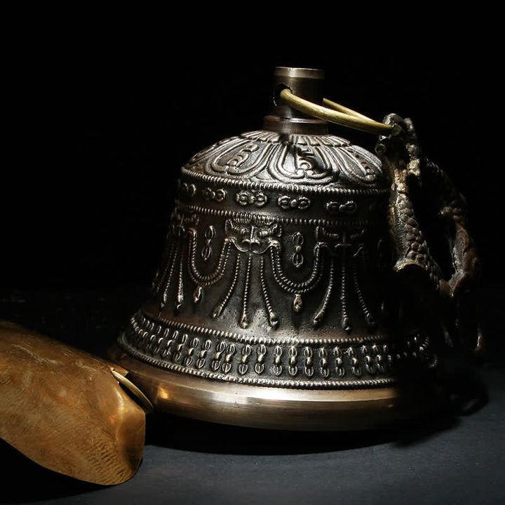 Campana de viento grabada tibetana, campana de cobre de la suerte, decoración del hogar para colgar en la pared