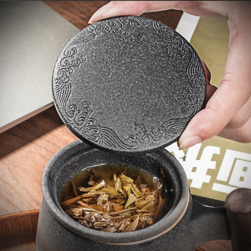 Tazas de té de cerámica vintage con diseño de Buddha Stones y piedras de montaña y mar