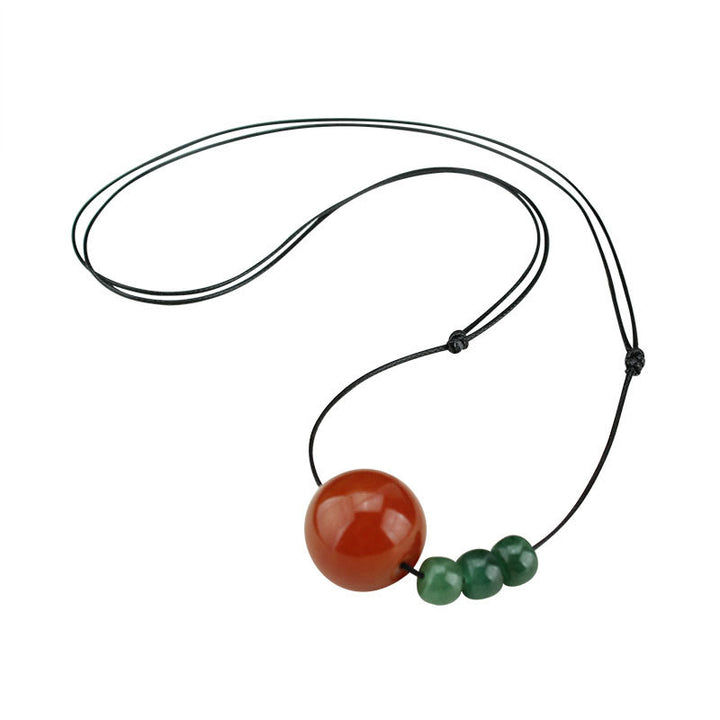 Buddha Stones, ágata roja, Aventurina verde, cuentas de semilla de Bodhi, collar de cuerda de cuero tranquilo, colgante