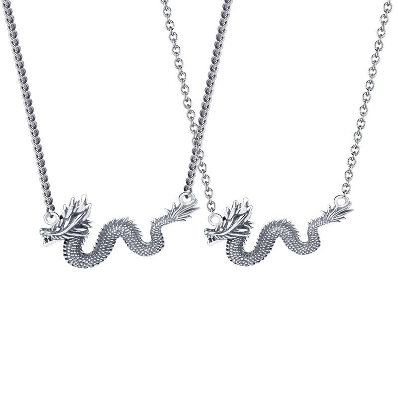 Colgante de cadena de protección de dragón auspicioso del Año del Dragón de Plata de Ley 925 con Buddha Stones - image 9