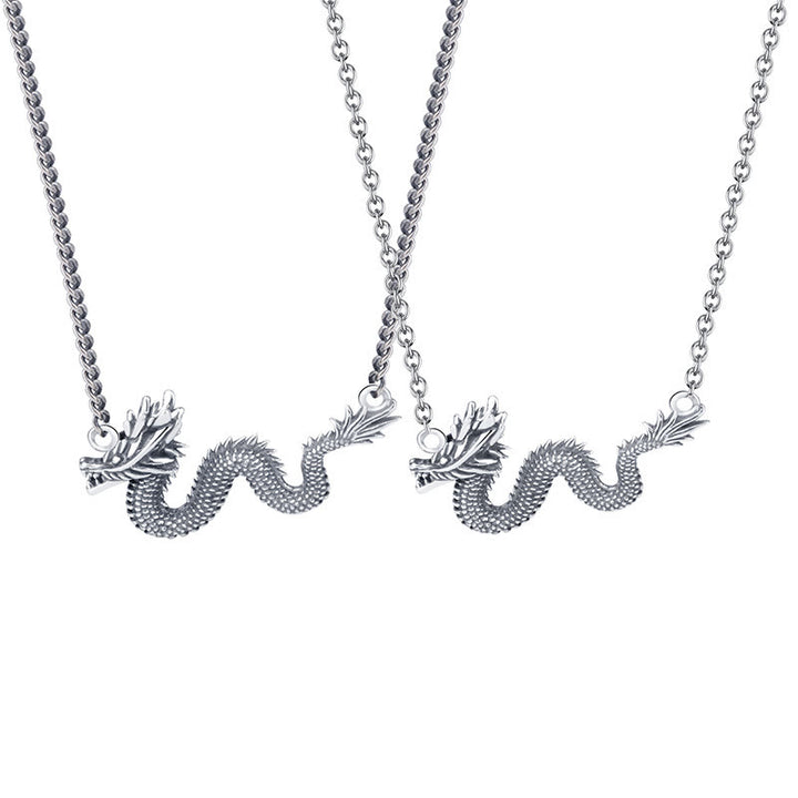 Colgante de cadena de protección de dragón auspicioso del Año del Dragón de Plata de Ley 925 con Buddha Stones - image 9