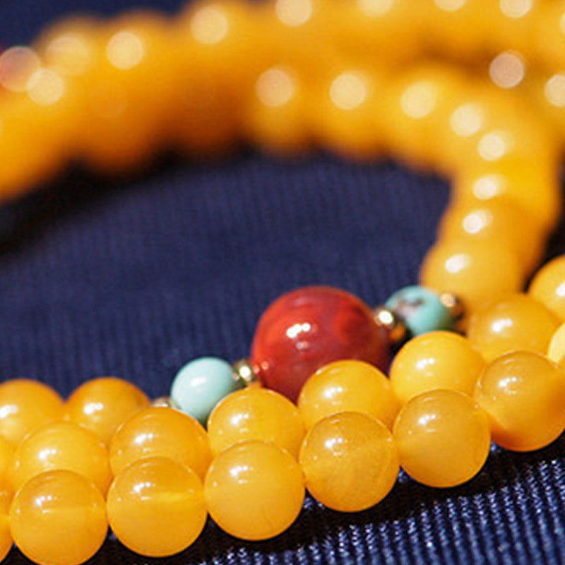 Collar de equilibrio curativo de ámbar Pulsera con dije de flor