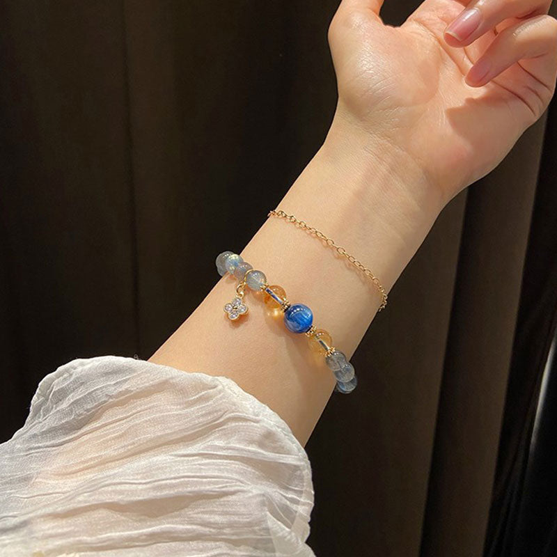 Pulsera de cuentas curativas de Chram de flor de piedra lunar natural