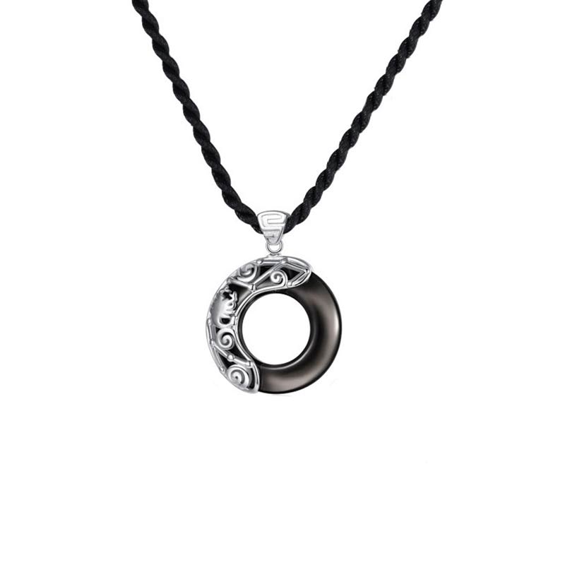 Collar con colgante redondo de bendición de obsidiana de hielo, 12 constelaciones del zodíaco , Buddha Stones