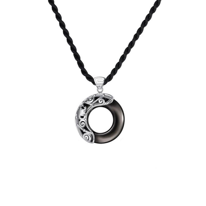 Collar con colgante redondo de bendición de obsidiana de hielo, 12 constelaciones del zodíaco , Buddha Stones