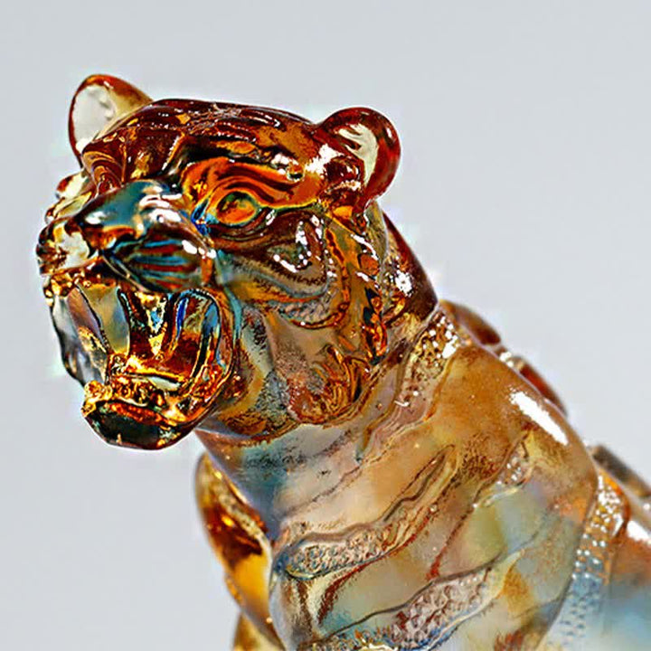 Pieza de arte de tigre de cristal Liuli hecha a mano, protección para decoración del hogar - image 5