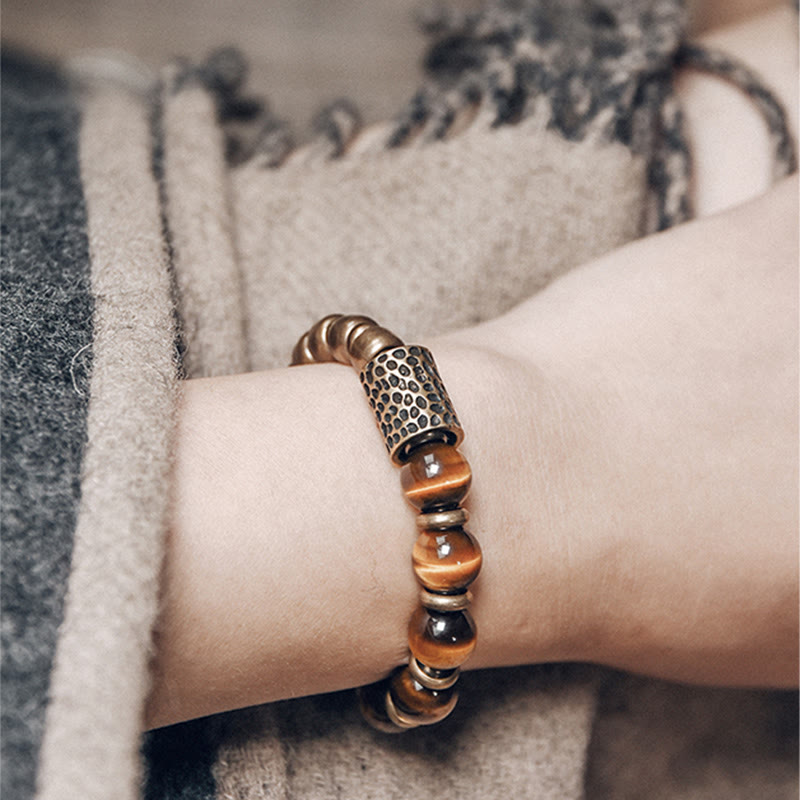 Pulsera de protección de cobre con piedra de ojo de tigre de Buddha Stones - image 7