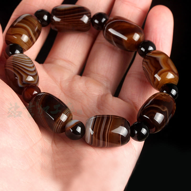 Pulsera Coraje Felicidad Sardonyx Natural Buddha Stones