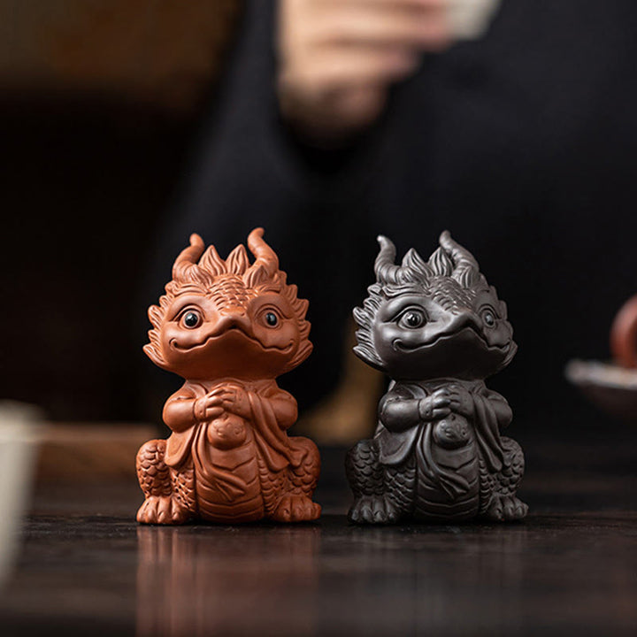 Buddha Stones, dragón de la suerte, riqueza, té, mascota, figura decorativa de arcilla púrpura, decoración