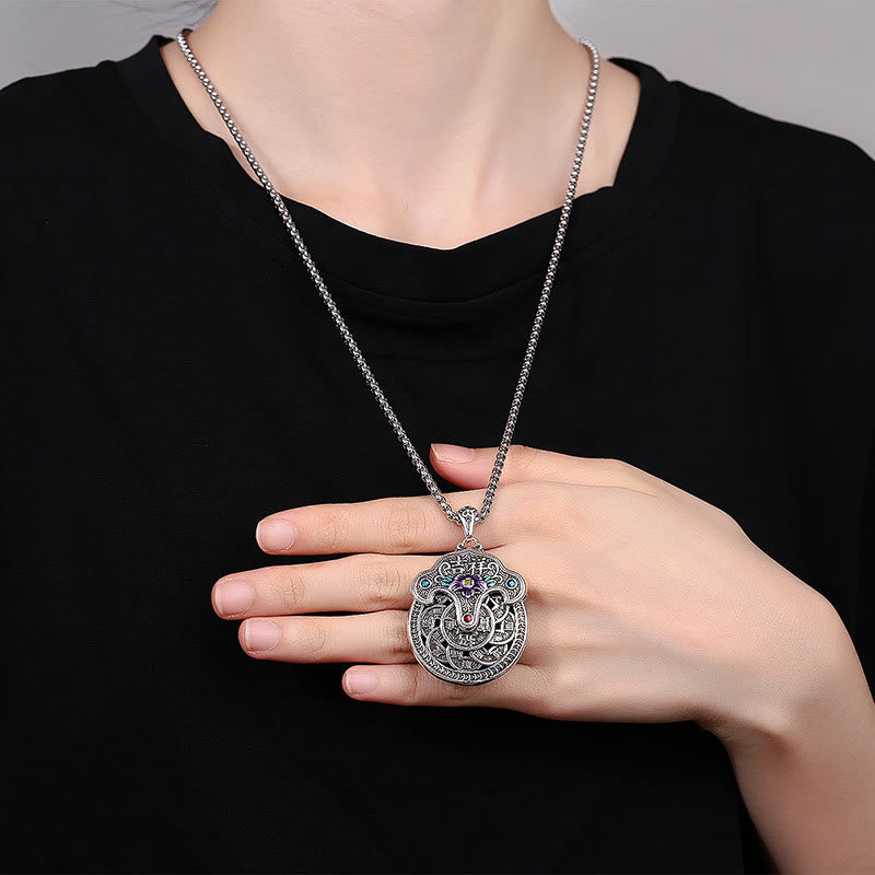 Colgante de collar de riqueza con monedas de cobre, flor de peonía , Buddha Stones