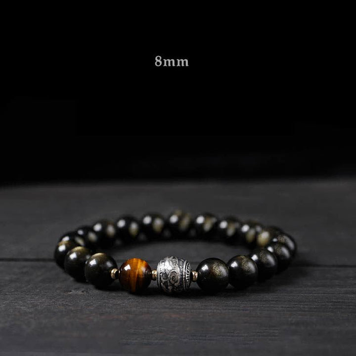 Buddha Stones para experimentar una inversión de la fortuna Pulsera de protección de obsidiana con brillo dorado de obsidiana arcoíris