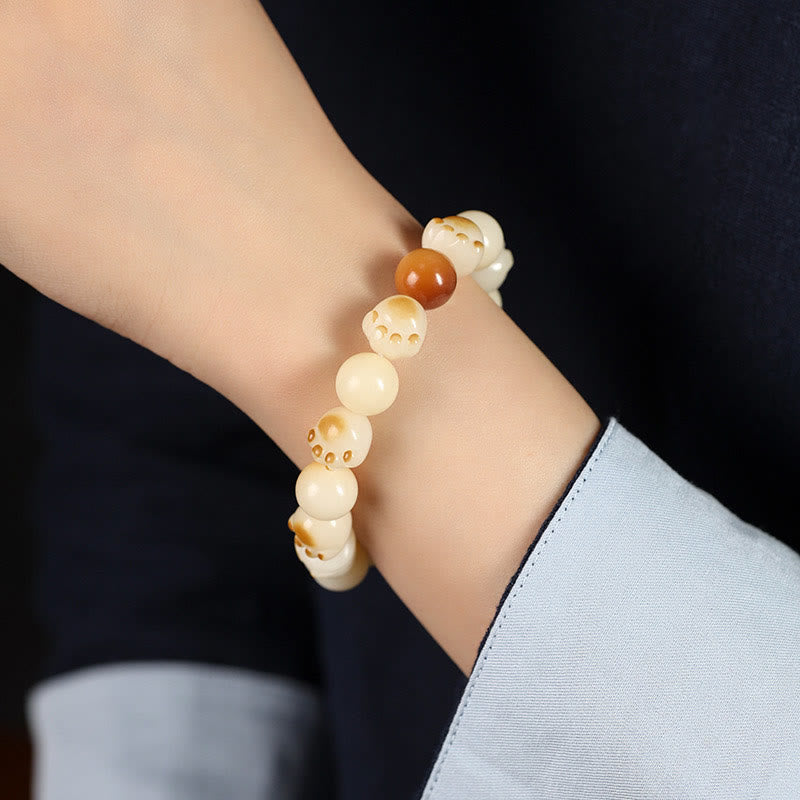 Pulsera de la paz con Buddha Stones, semilla de Bodhi Natural, sándalo, cabeza de gato bonita de la suerte, garra de pata - image 18