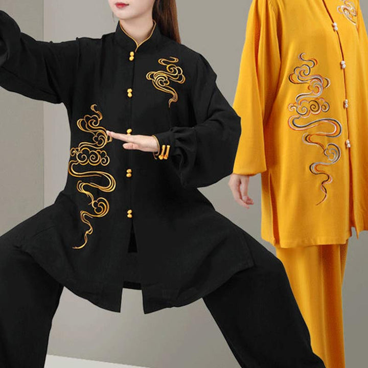 Buddha Stones nubes propicias bordado meditación oración espiritual Zen Tai Chi Qigong práctica conjunto de ropa Unisex