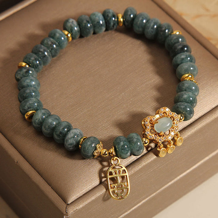 Buddha Stones Natural Jade Chino Cerradura Encanto Paz Suerte Abundancia Pulsera