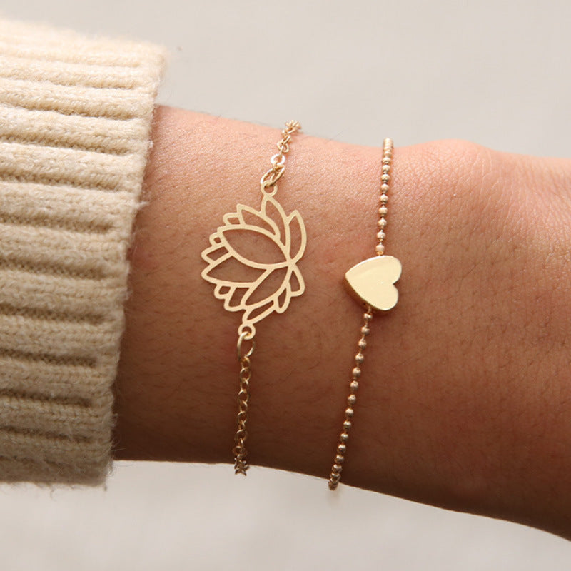 Pulsera de iluminación de corazón de amor de flor de loto de Buddha Stones 2 piezas