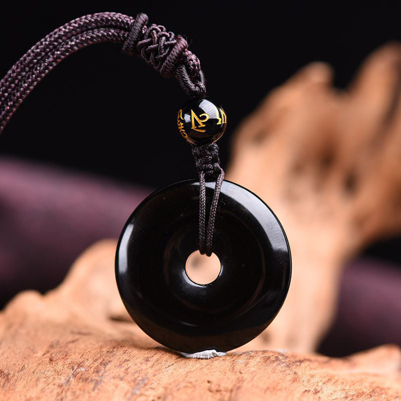 Collar de protección de obsidiana tibetana con Buddha Stones