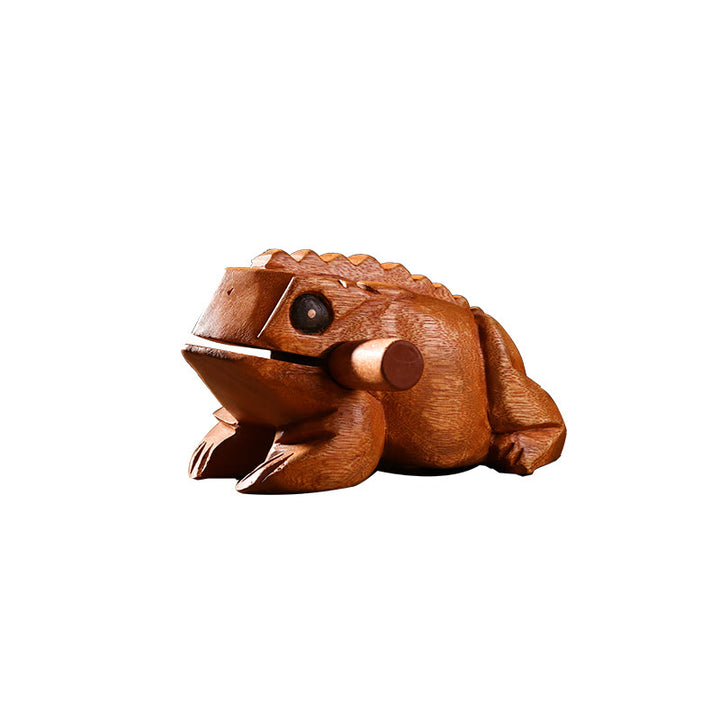 Buddha Stones hechas a mano FengShui, rana de la suerte y la riqueza, Mini rana croadora de madera, decoración Guiro - 14,5 x 8 x 8 centímetros - image 1