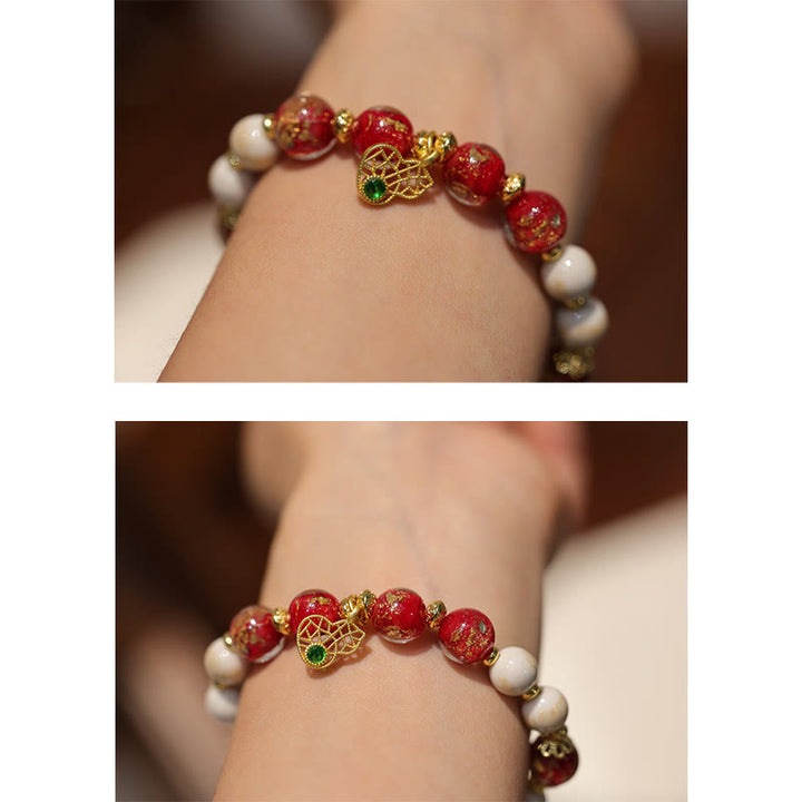Buddha Stones calabaza dios de la riqueza encanto fortuna Liuli cuentas de vidrio incienso ceniza pulsera de cuentas de porcelana
