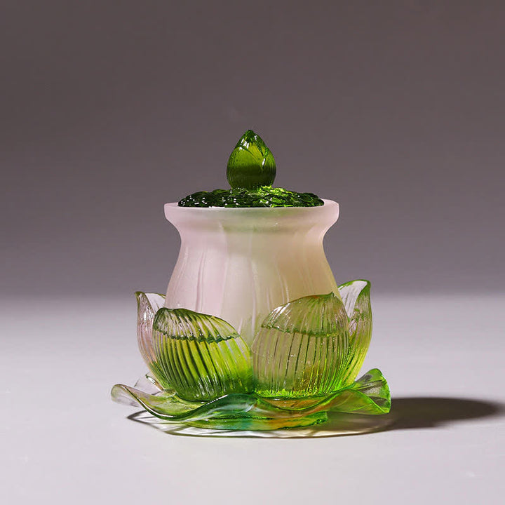 Pieza de arte de cristal Liuli hecha a mano de loto Feng Shui, decoración para el hogar y la Oficina - image 2