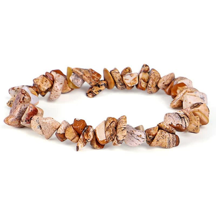 Pulsera positiva curativa con varias piedras de cristal, amatista y lazurita