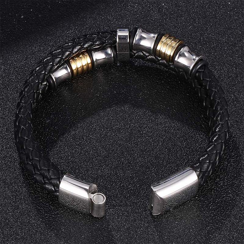 Pulsera Fortune con tejido de cuero en capas de Buddha Stones