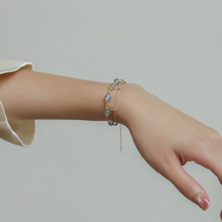 Pulsera de cadena con encanto positivo de piedra lunar