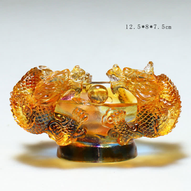 Buddha Stones Feng Shui dragón del zodiaco chino hecho a mano Liuli pieza de arte con cristal protección decoración de la Oficina del hogar - Pequeño 12,5*8*7,5 cm - image 1