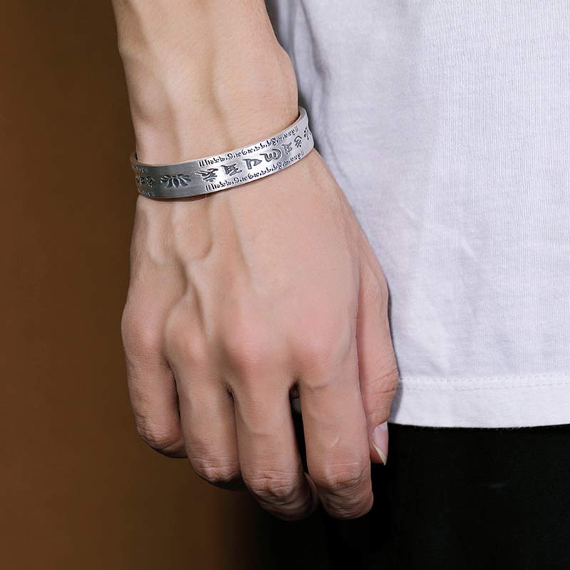 Pulsera de plata de ley 999 con Buddha Stones Om Mani Padme Hum Lotus Wisdom