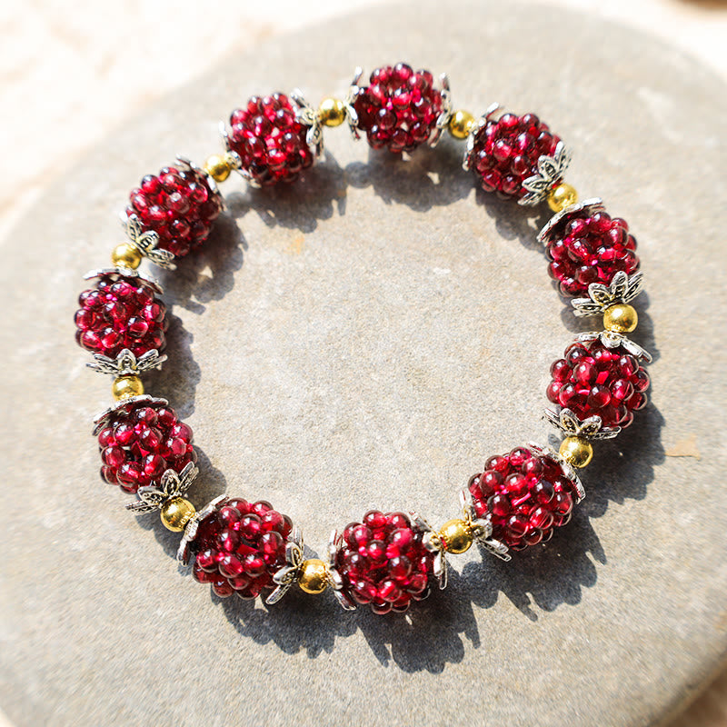 Pulsera curativa de granate natural con Buddha Stones