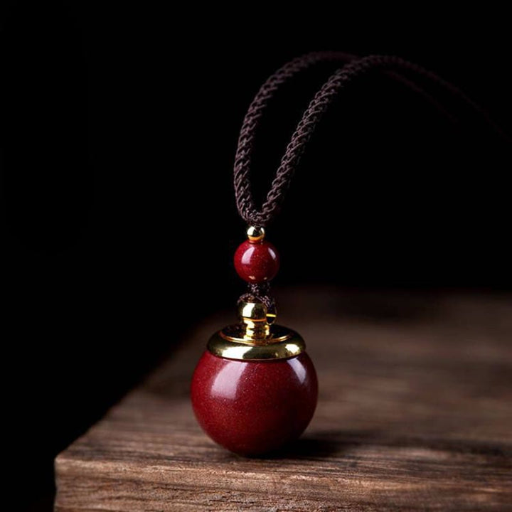 Buddha Stones cinabrio Om Mani Padme Hum atraen la bendición de la fortuna colgante de collar de cuentas de la suerte