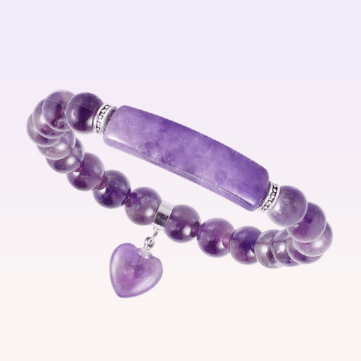 Pulsera de cuentas curativas de corazón de amor de cuarzo natural con Buddha Stones