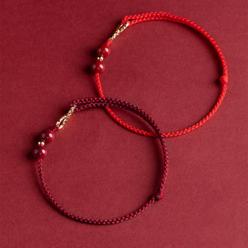 Pulsera tobillera con símbolo del infinito dorado y hilo rojo con bendición de cinabrio y Buddha Stones - image 10