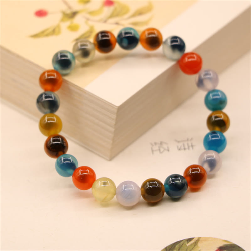 Pulsera colorida de cuentas de fuerza curativa de ágata de caramelo