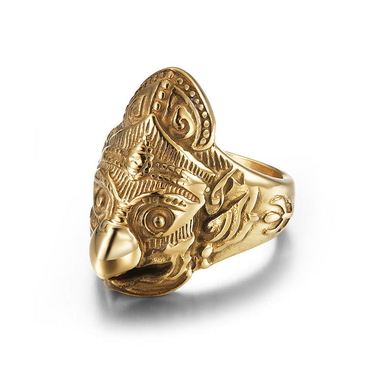 Anillo de acero de titanio con protección de aves Tibet Garuda