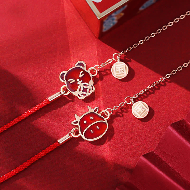 Pulsera de cadena de hilo rojo con protección de la suerte del zodiaco chino que cambia de color de Plata de Ley 925 con Buddha Stones - image 1