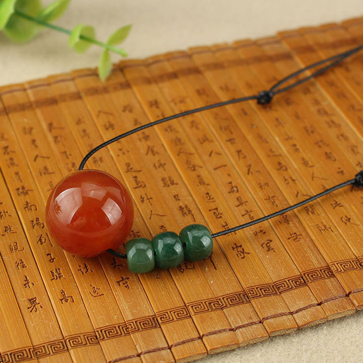 Buddha Stones, ágata roja, Aventurina verde, cuentas de semilla de Bodhi, collar de cuerda de cuero tranquilo, colgante