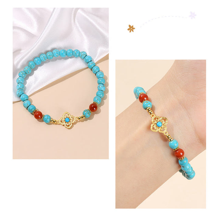 Pulsera de equilibrio de protección de cuentas turquesas de Buddha Stones