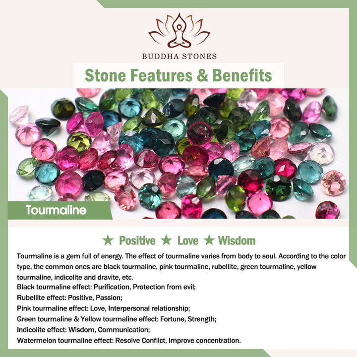 Pulsera de sabiduría de amor con turmalina natural de Buddha Stones
