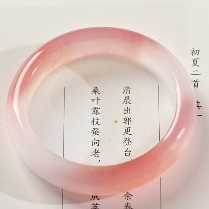 Brazalete de pulsera de riqueza de jade de seda dorada rosa con Buddha Stones - 13 mm - 62-64 mm - image 7