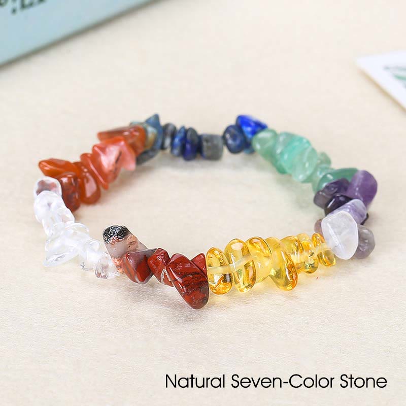 Pulsera calmante de calidez de piedra de cristal de forma irregular natural - Piedra natural de siete colores (circunferencia de la muñeca: 15-18 cm) - image 55