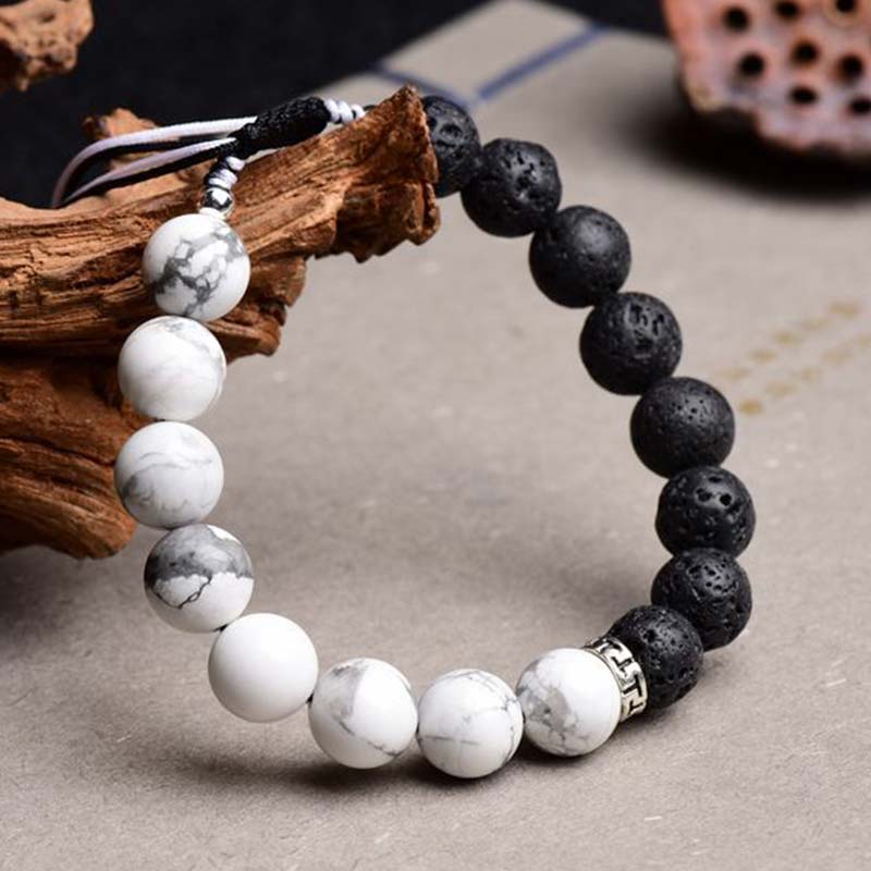 Pulsera de protección de piedra de lava Yin Yang de Buddha Stones