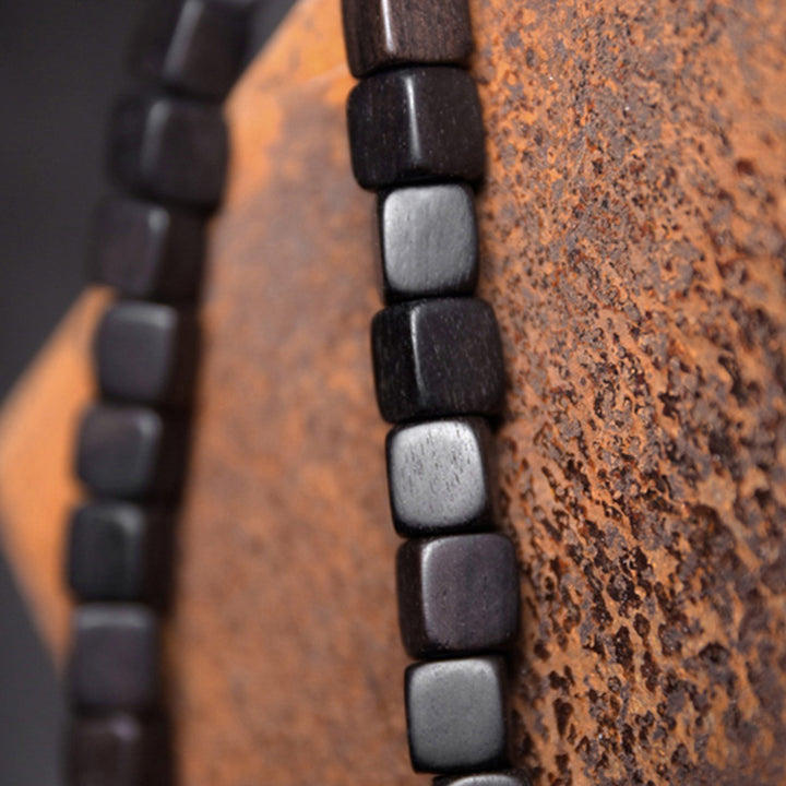 Pulsera de pareja de paz de cobre con cuentas Dzi de madera de ébano