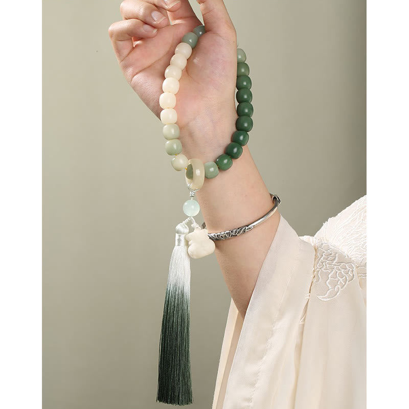 Bolsa de dinero de fortuna con semilla de Bodhi, gradiente Natural, borla de sabiduría de loto, Mala para muñeca