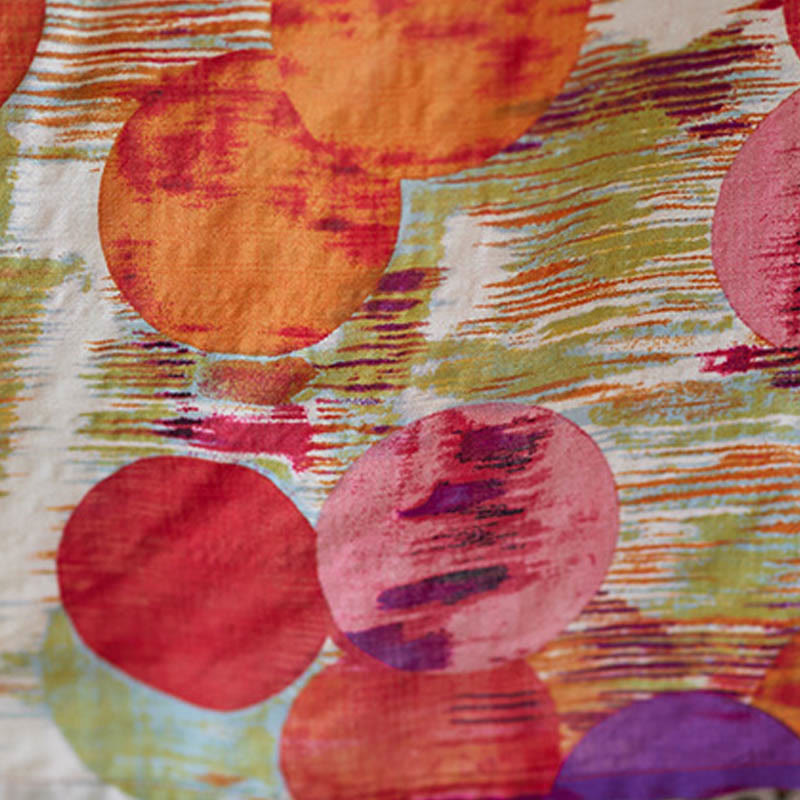 Vestido midi de lunares de colores azul naranja y piedras de Buddha Stones Vestido de media manga de algodón con bolsillos