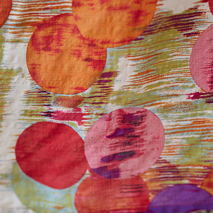 Vestido midi de lunares de colores azul naranja y piedras de Buddha Stones Vestido de media manga de algodón con bolsillos