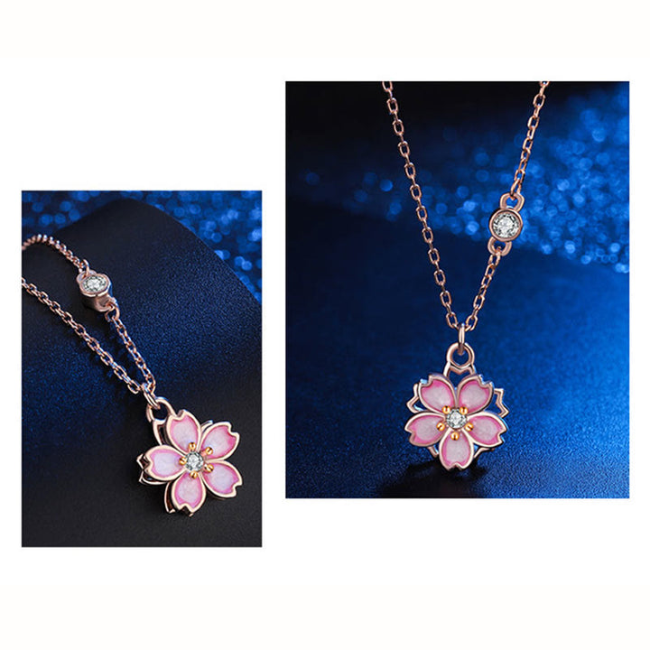 Colgante de plata de ley 925 con Buddha Stones , flor de cerezo, protección giratoria