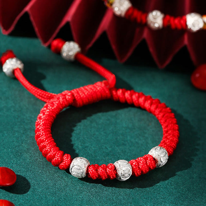 Pulsera para niños trenzada hecha a mano con Buddha Stones , Plata de Ley 925, nudo King Kong, hilo rojo multicolor - image 7