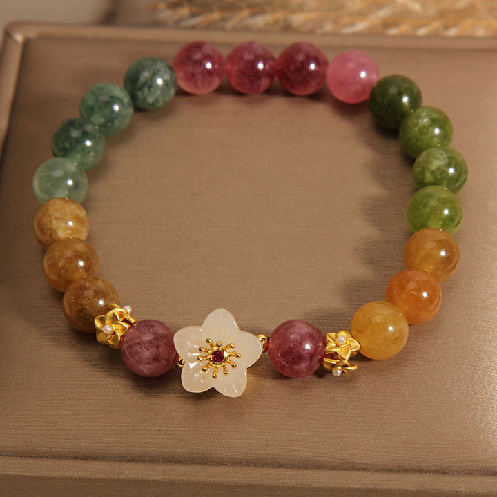 Pulsera de amor con flores de jade y turmalina coloridas de Buddha Stones